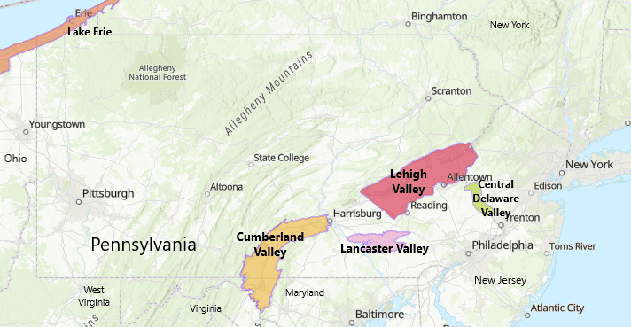 Pennsylvania Wine Map